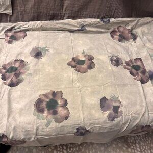 Calvin Klein Anemone Shantung Purple Floral Watercolor KING Duvet Cover & 3 Sham